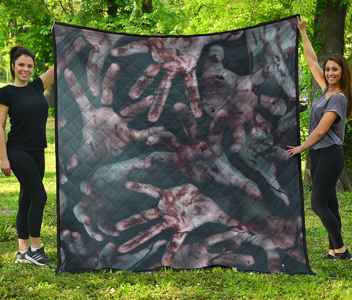 Scary Zombie Hands Print Quilt