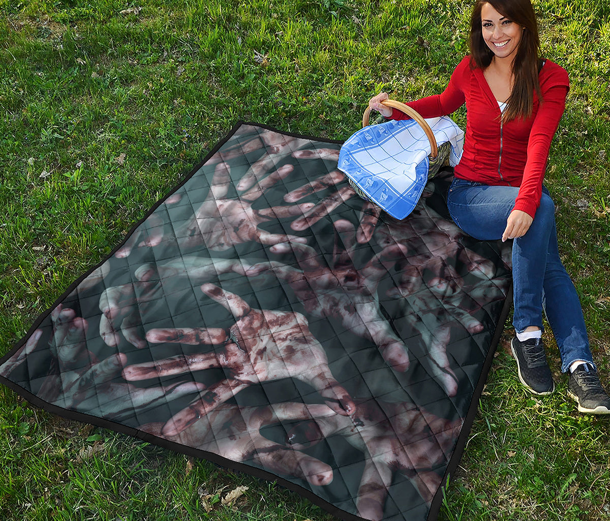 Scary Zombie Hands Print Quilt