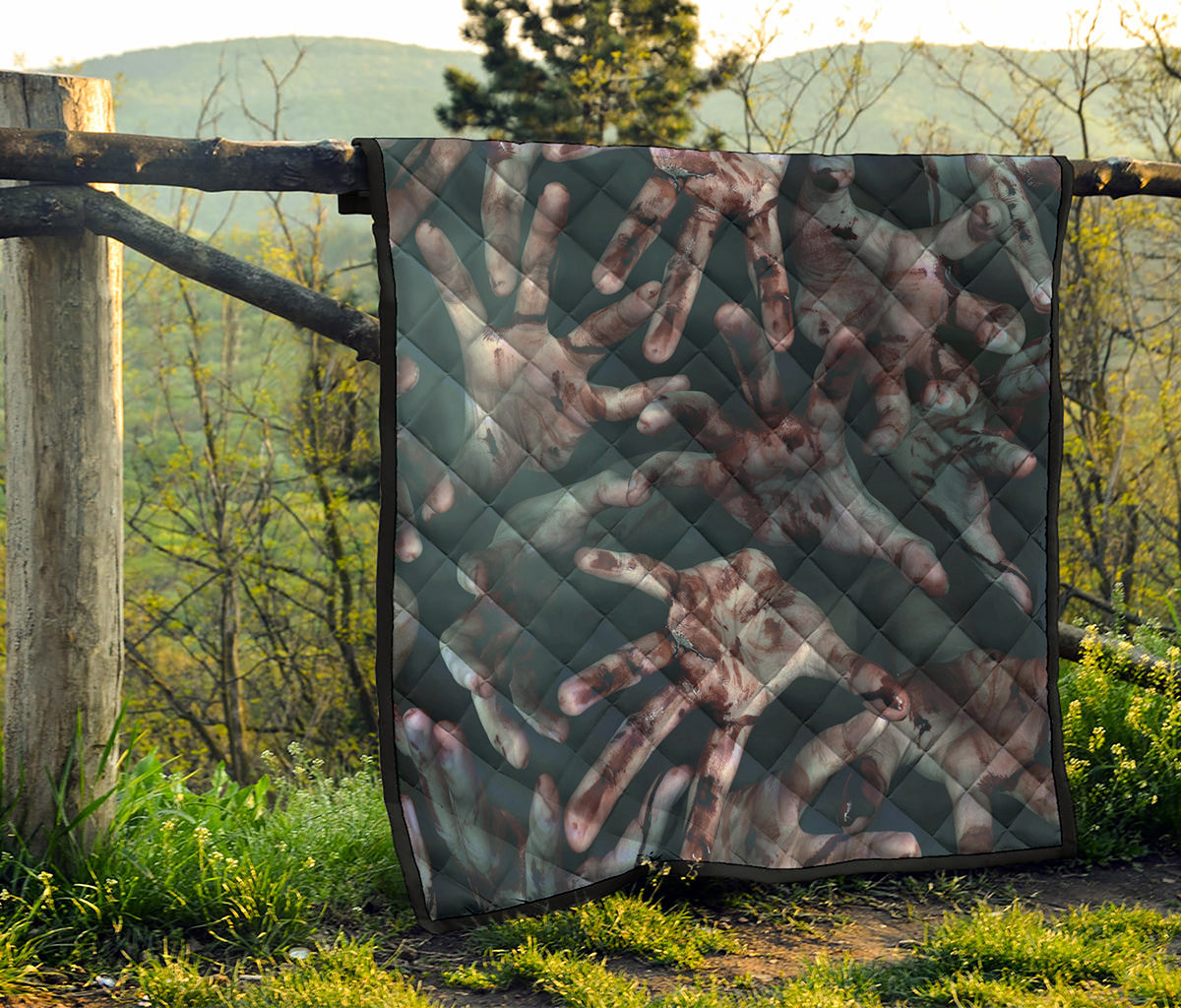 Scary Zombie Hands Print Quilt