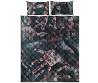 Scary Zombie Hands Print Quilt Bed Set
