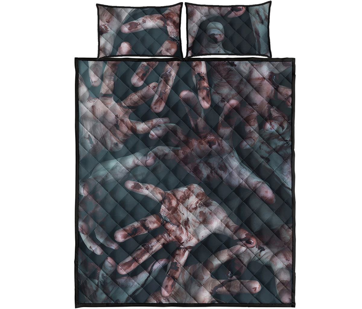 Scary Zombie Hands Print Quilt Bed Set