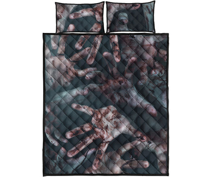 Scary Zombie Hands Print Quilt Bed Set