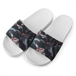 Scary Zombie Hands Print White Slide Sandals