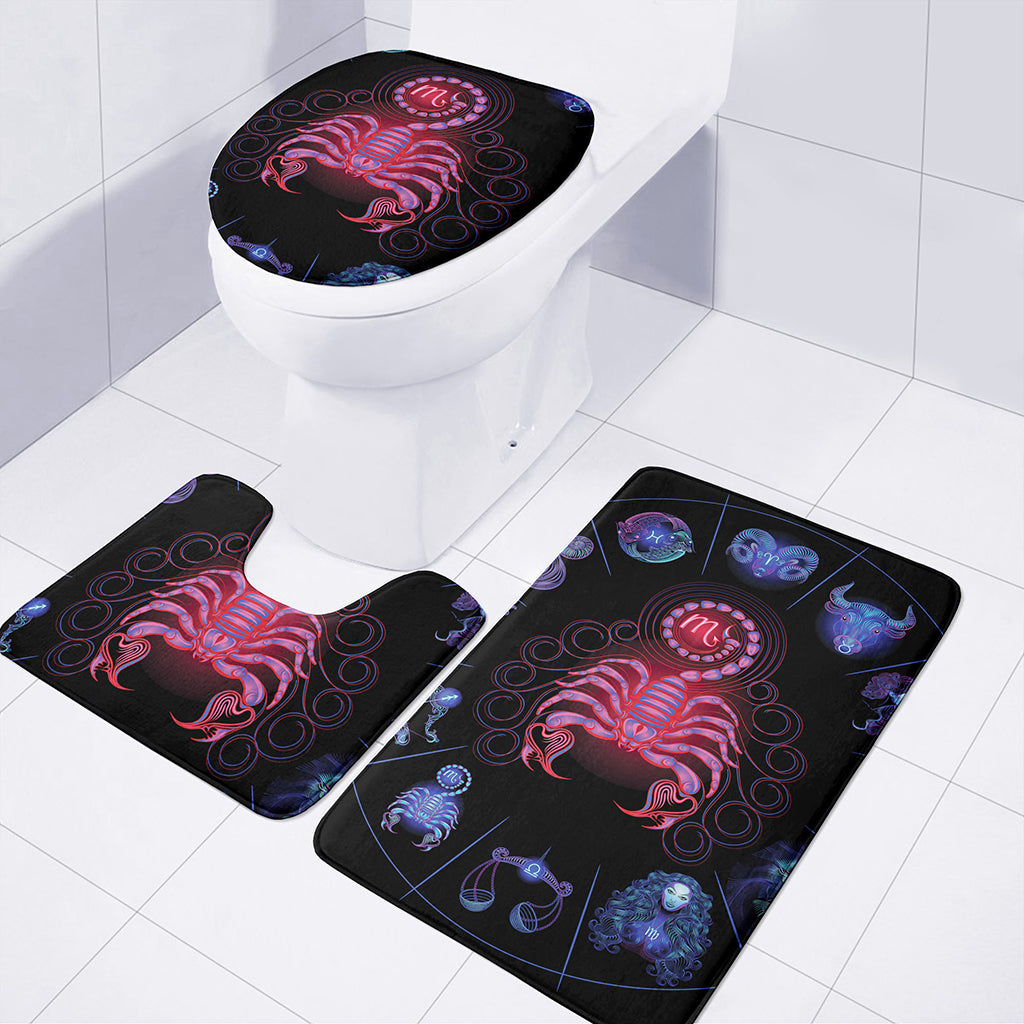 Scorpio And Astrological Signs Print 3 Piece Bath Mat Set