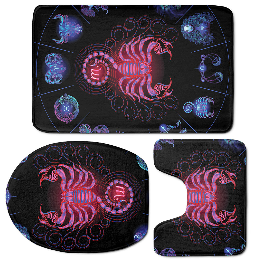 Scorpio And Astrological Signs Print 3 Piece Bath Mat Set