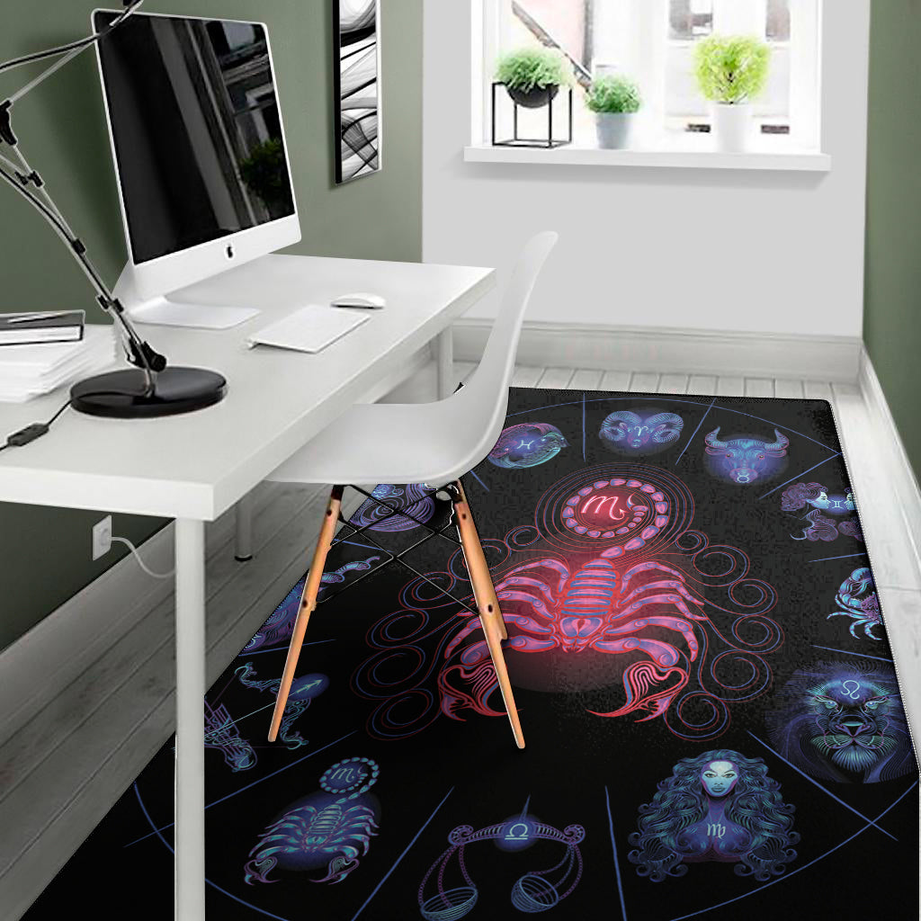 Scorpio And Astrological Signs Print Area Rug