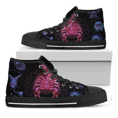 Scorpio And Astrological Signs Print Black High Top Shoes