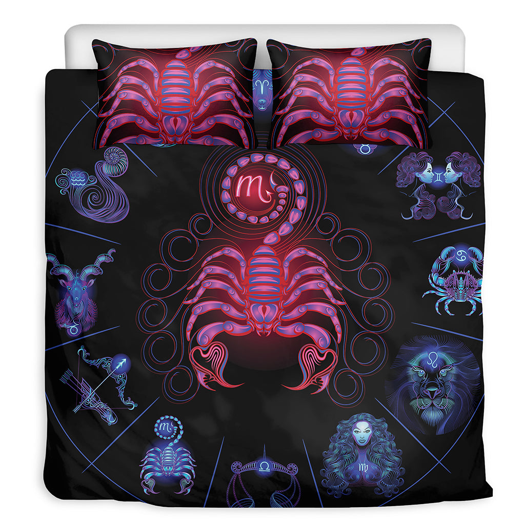 Scorpio And Astrological Signs Print Duvet Cover Bedding Set