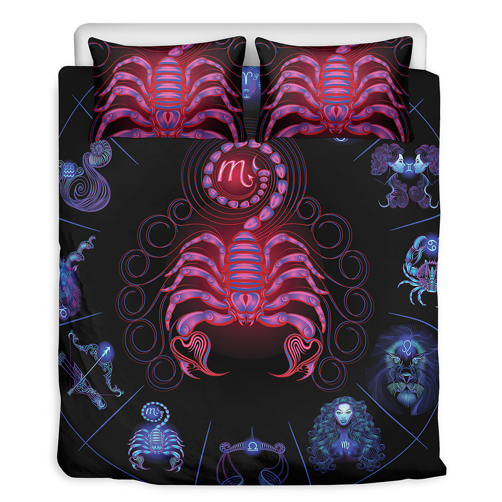Scorpio And Astrological Signs Print Duvet Cover Bedding Set
