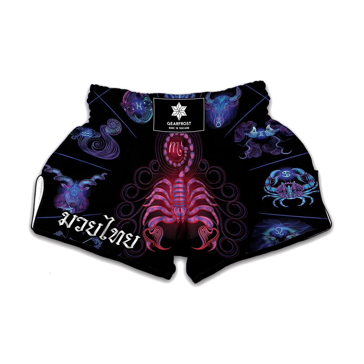 Scorpio And Astrological Signs Print Muay Thai Boxing Shorts