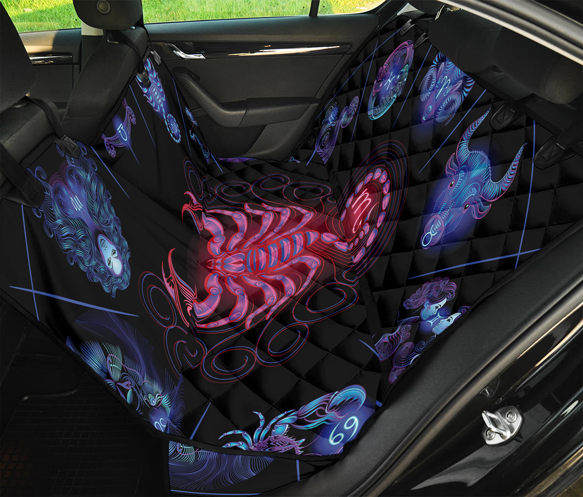 Scorpio And Astrological Signs Print Pet Car Back Seat Cover