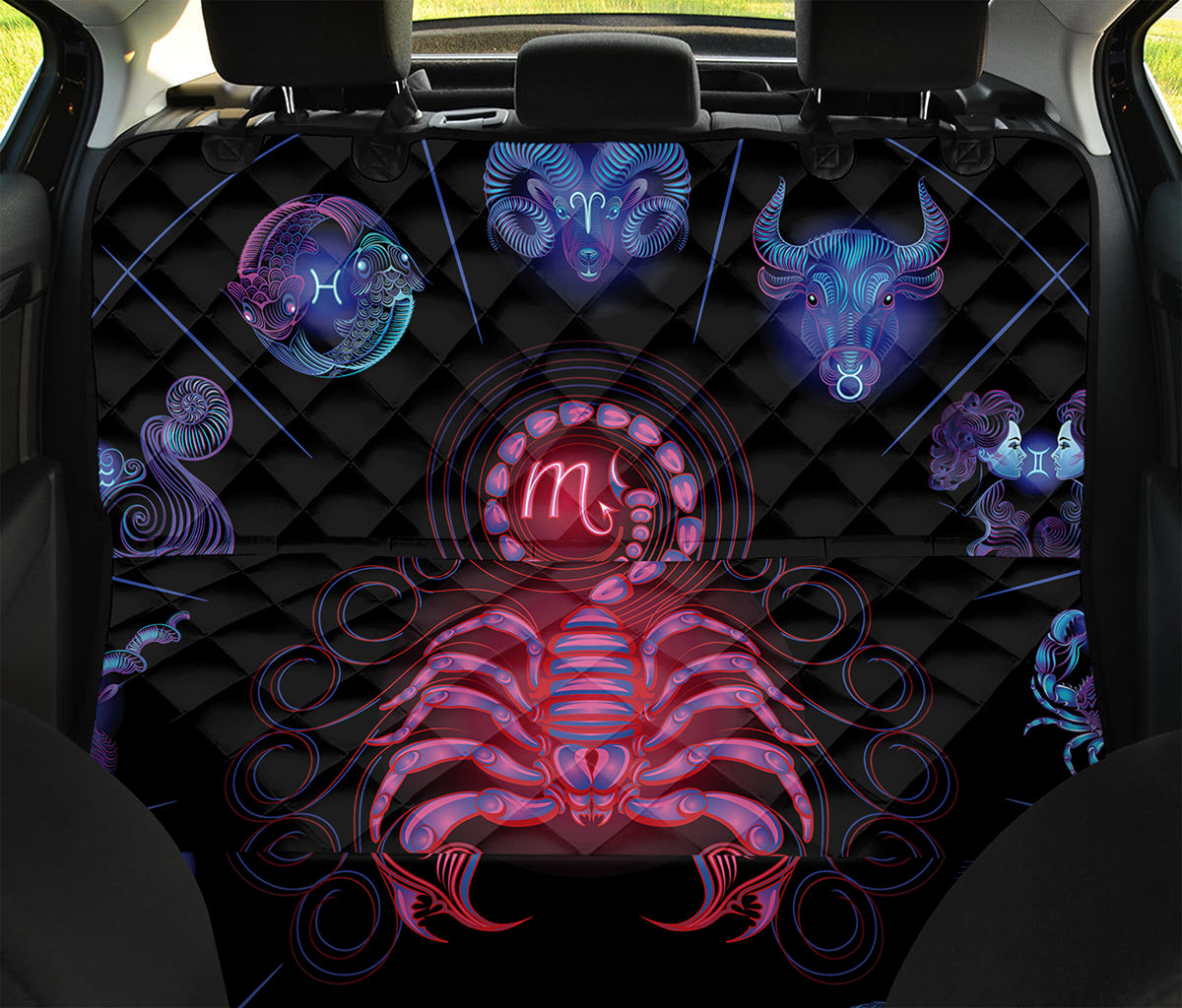 Scorpio And Astrological Signs Print Pet Car Back Seat Cover