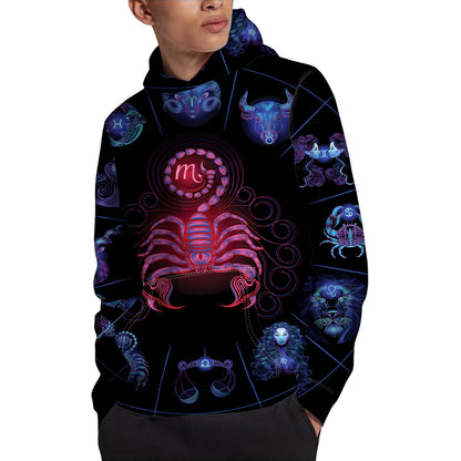 Scorpio And Astrological Signs Print Pullover Hoodie