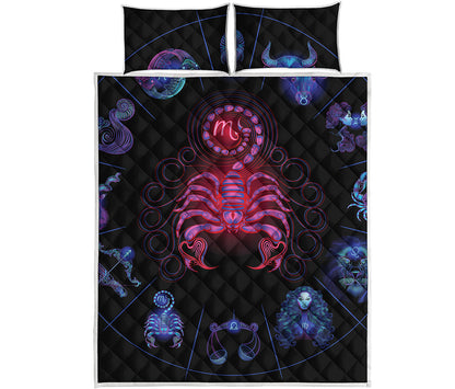 Scorpio And Astrological Signs Print Quilt Bed Set