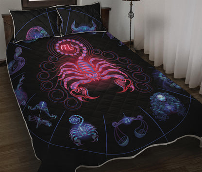 Scorpio And Astrological Signs Print Quilt Bed Set