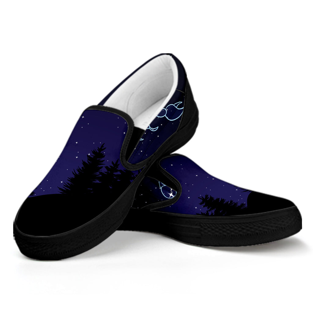 Scorpio Constellation Print Black Slip On Shoes
