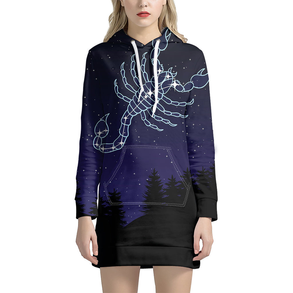 Scorpio Constellation Print Pullover Hoodie Dress