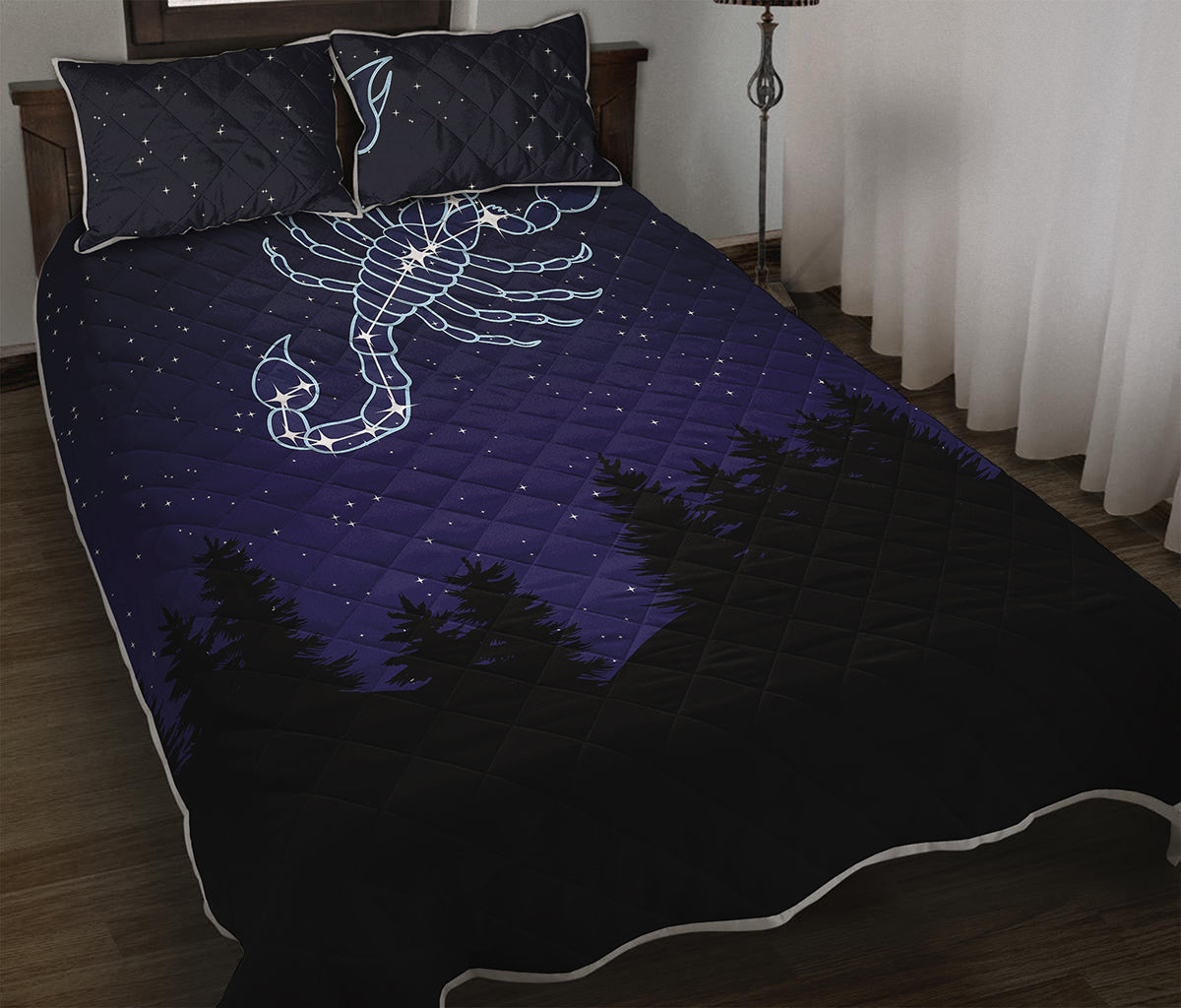 Scorpio Constellation Print Quilt Bed Set