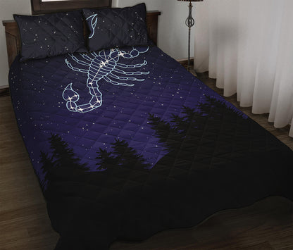 Scorpio Constellation Print Quilt Bed Set