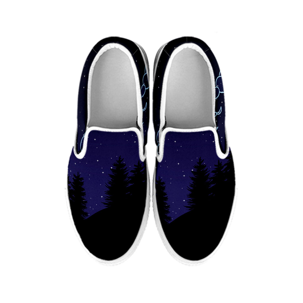 Scorpio Constellation Print White Slip On Shoes