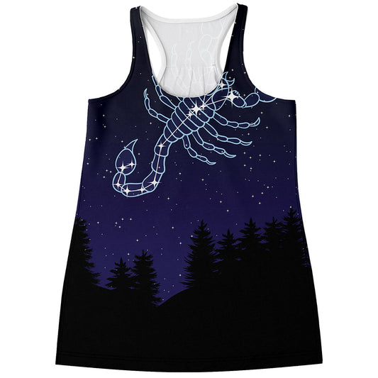 Scorpio Constellation Print Women's Racerback Tank Top