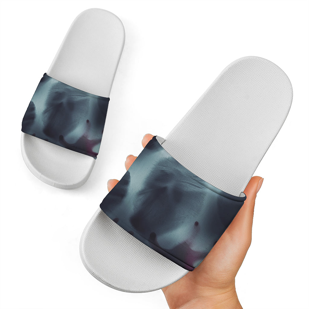 Screaming Horror Ghost 3D Print White Slide Sandals