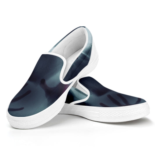 Screaming Horror Ghost 3D Print White Slip On Shoes