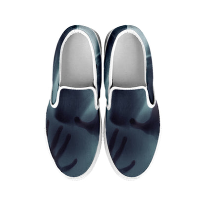 Screaming Horror Ghost 3D Print White Slip On Shoes