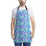 Sea Blue Mermaid Scales Pattern Print Apron