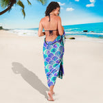 Sea Blue Mermaid Scales Pattern Print Beach Sarong Wrap