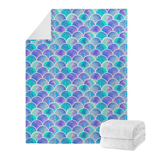 Sea Blue Mermaid Scales Pattern Print Blanket