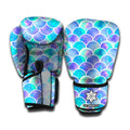 Sea Blue Mermaid Scales Pattern Print Boxing Gloves