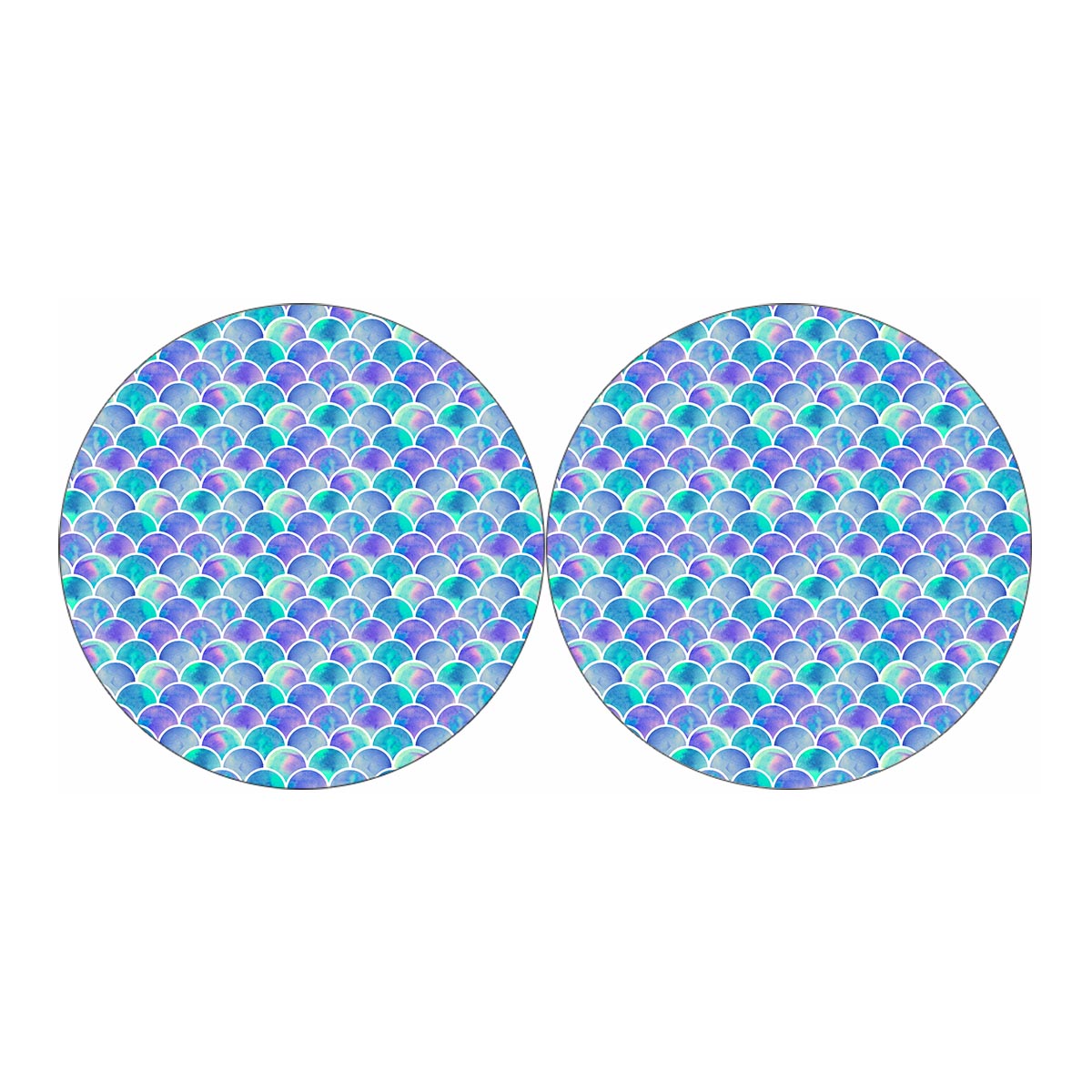 Sea Blue Mermaid Scales Pattern Print Car Coasters