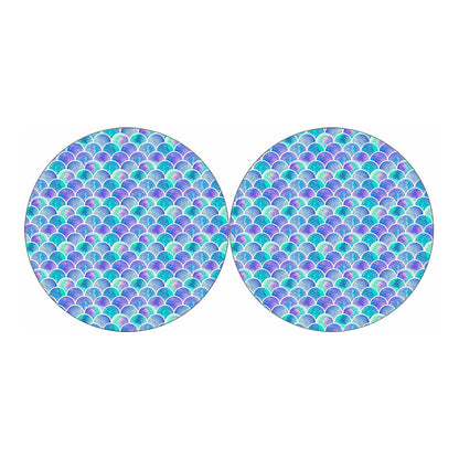Sea Blue Mermaid Scales Pattern Print Car Coasters