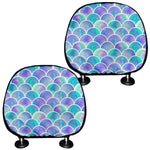 Sea Blue Mermaid Scales Pattern Print Car Headrest Covers