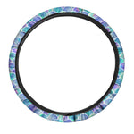 Sea Blue Mermaid Scales Pattern Print Car Steering Wheel Cover