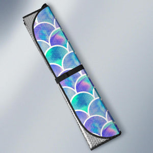 Sea Blue Mermaid Scales Pattern Print Car Sun Shade GearFrost