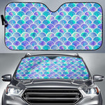 Sea Blue Mermaid Scales Pattern Print Car Sun Shade GearFrost