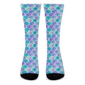 Sea Blue Mermaid Scales Pattern Print Crew Socks