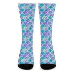 Sea Blue Mermaid Scales Pattern Print Crew Socks