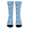 Sea Blue Mermaid Scales Pattern Print Crew Socks