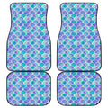 Sea Blue Mermaid Scales Pattern Print Front and Back Car Floor Mats