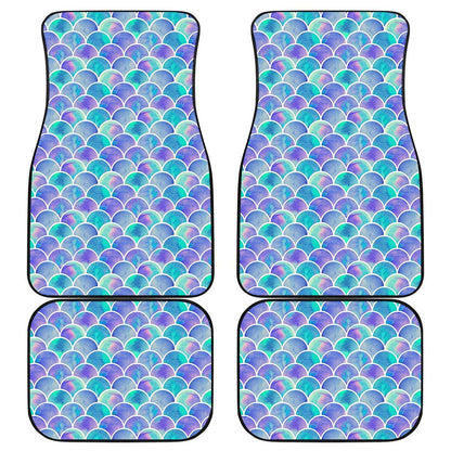 Sea Blue Mermaid Scales Pattern Print Front and Back Car Floor Mats