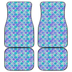 Sea Blue Mermaid Scales Pattern Print Front and Back Car Floor Mats