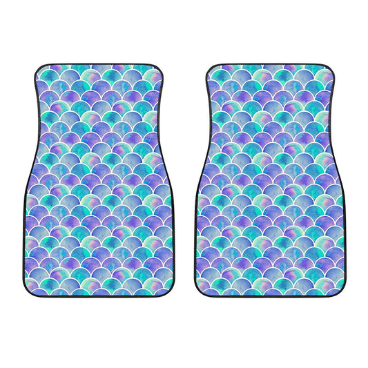 Sea Blue Mermaid Scales Pattern Print Front Car Floor Mats
