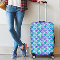 Sea Blue Mermaid Scales Pattern Print Luggage Cover