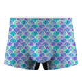 Sea Blue Mermaid Scales Pattern Print Men's Boxer Briefs