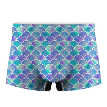 Sea Blue Mermaid Scales Pattern Print Men's Boxer Briefs