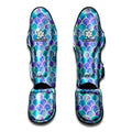 Sea Blue Mermaid Scales Pattern Print Muay Thai Shin Guards