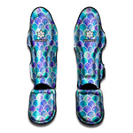 Sea Blue Mermaid Scales Pattern Print Muay Thai Shin Guard